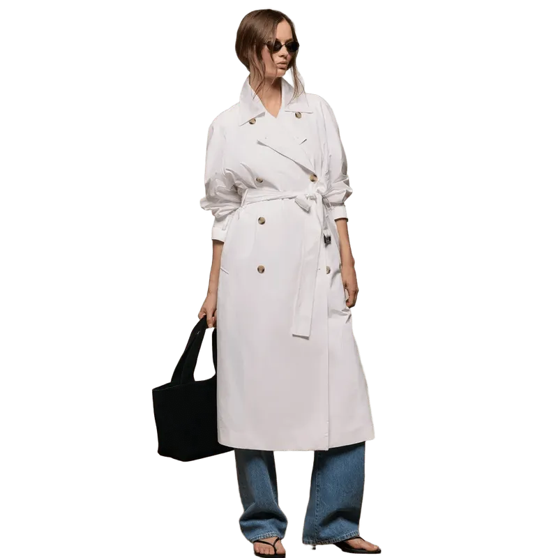 Italian Heavy Poplin Trench Coat - White