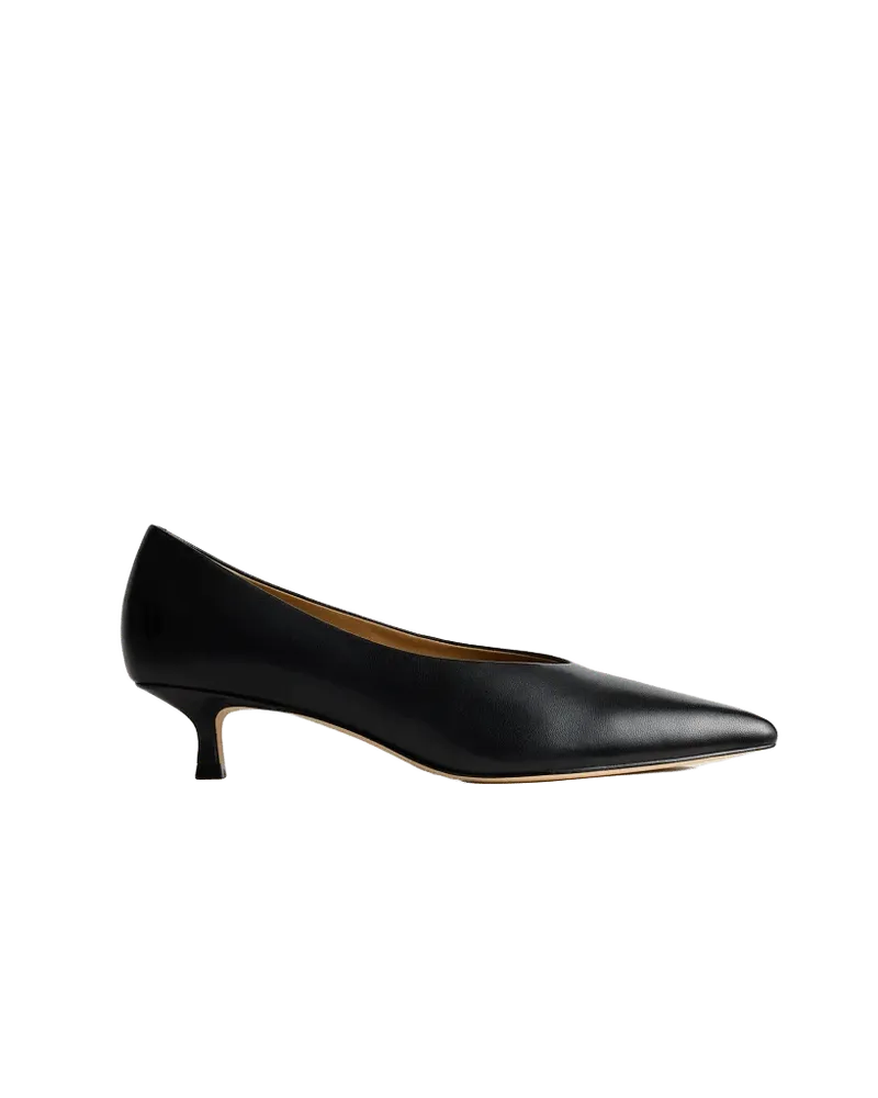 Italian Leather Pointed Toe 40mm Kitten Heel Pump