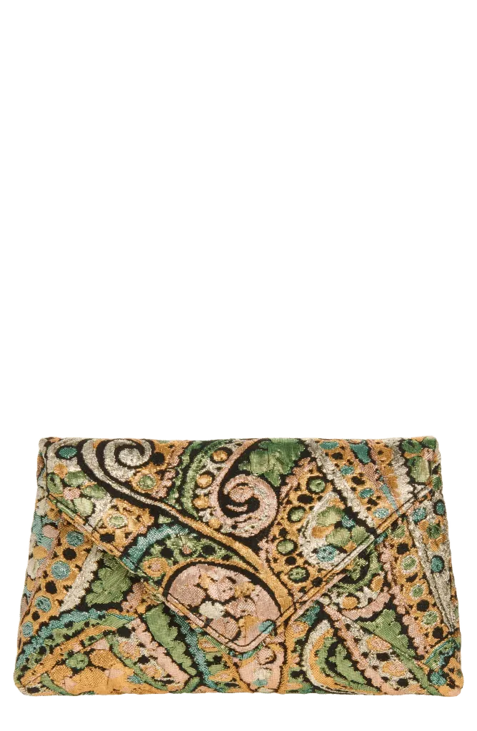 Embroidered Envelope Clutch