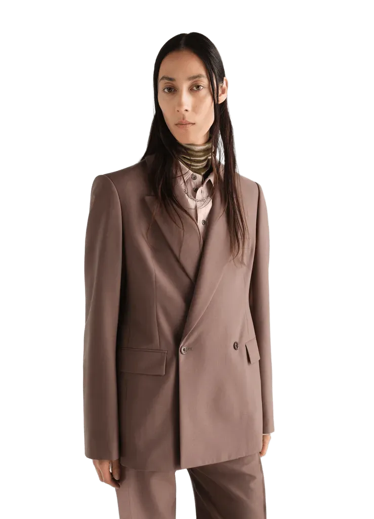 DOUBLE-BREASTED TAILORED JACKET IN TROPICAL WOOL BLEND