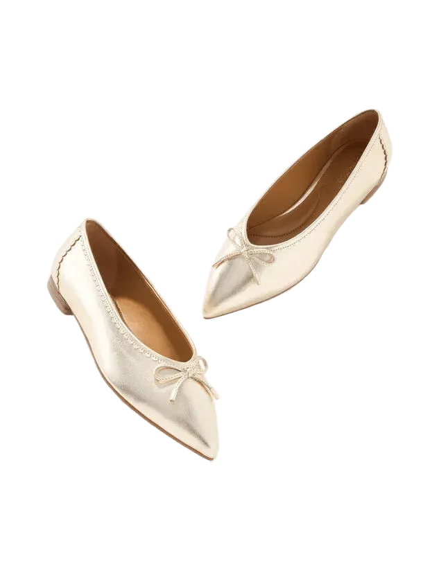 Payton Metallic Nappa Pointed Toe Ballet Flats