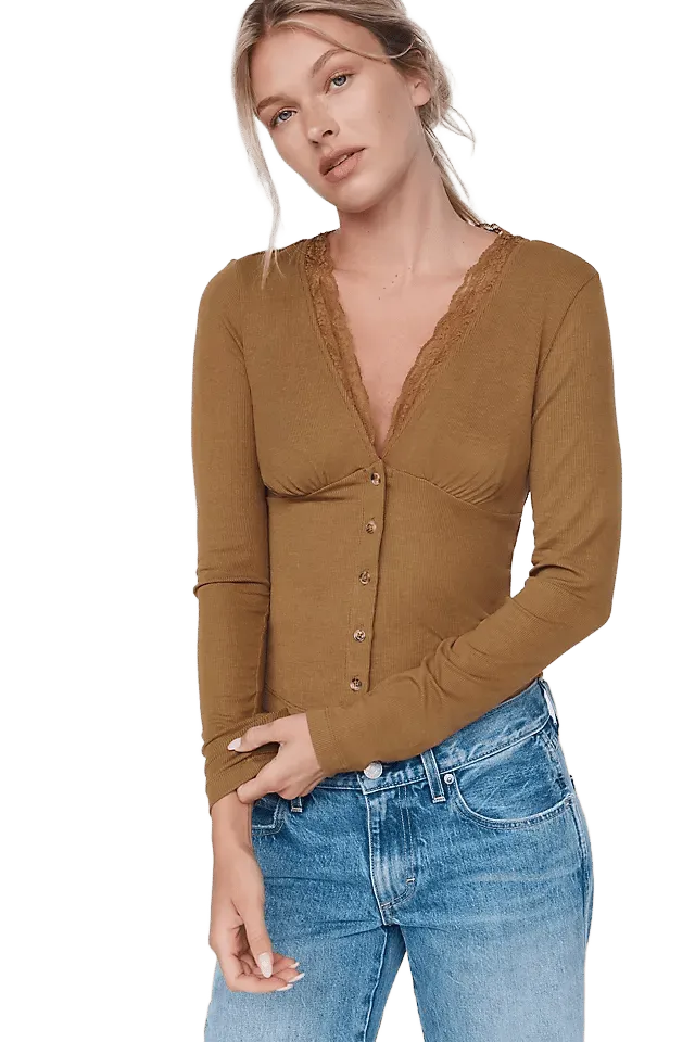 By Anthropologie 100% Cotton Plunge-Neck Cardigan