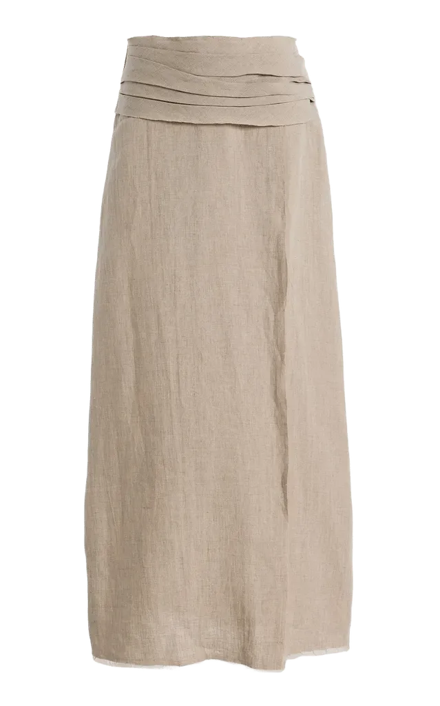 Enide Linen Draped Yoke Field Skirt