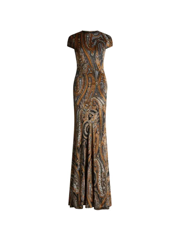 ETRO long dress in jersey with Paisley motif