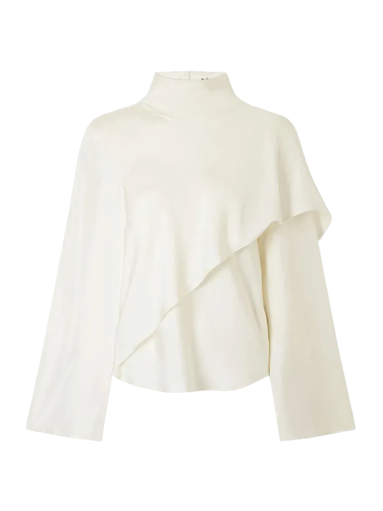 Scarf-detailed silk-twill blouse