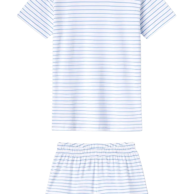 Pima Crew Shorts Set in Baltic Blue