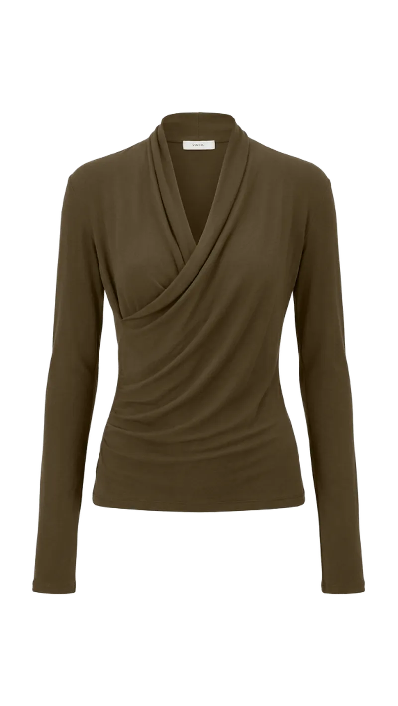 Vince Long Sleeve Fixed Wrap Top