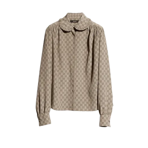 Printed silk crêpe de chine shirt