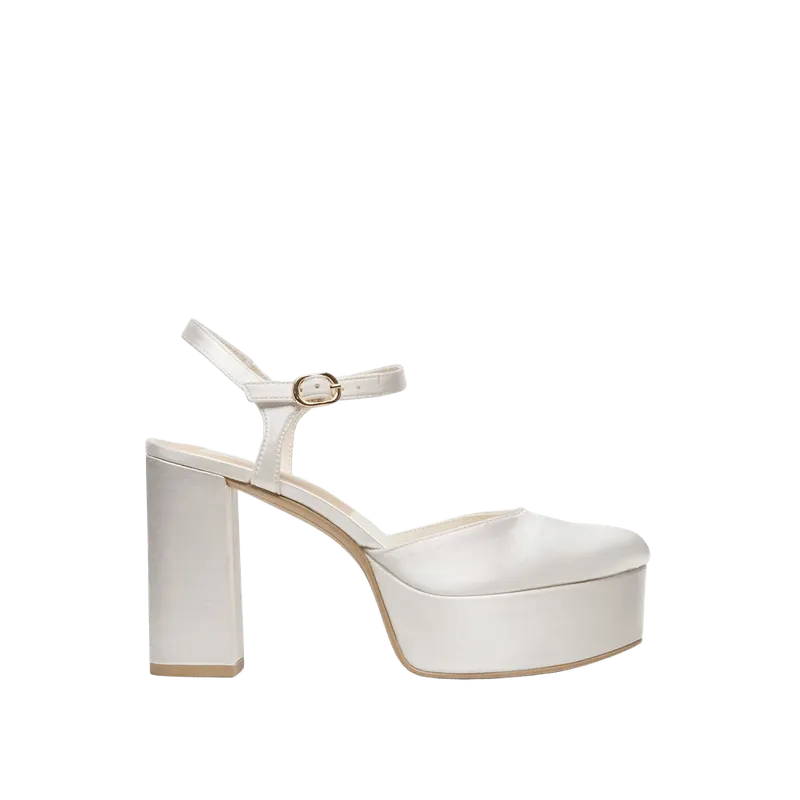 Gero Satin Heels True White Satin
