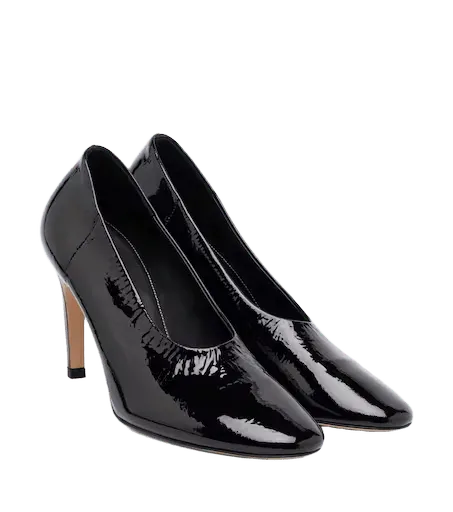 Slip patent leather pumps