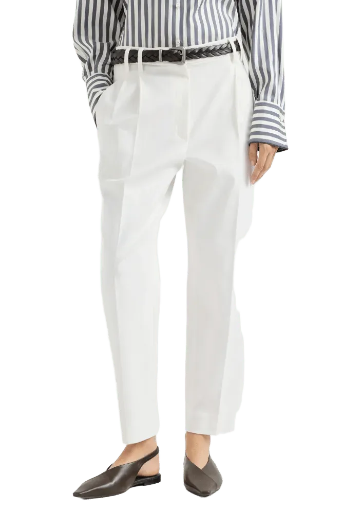 Stretch cotton cover slouchy trousers with monili