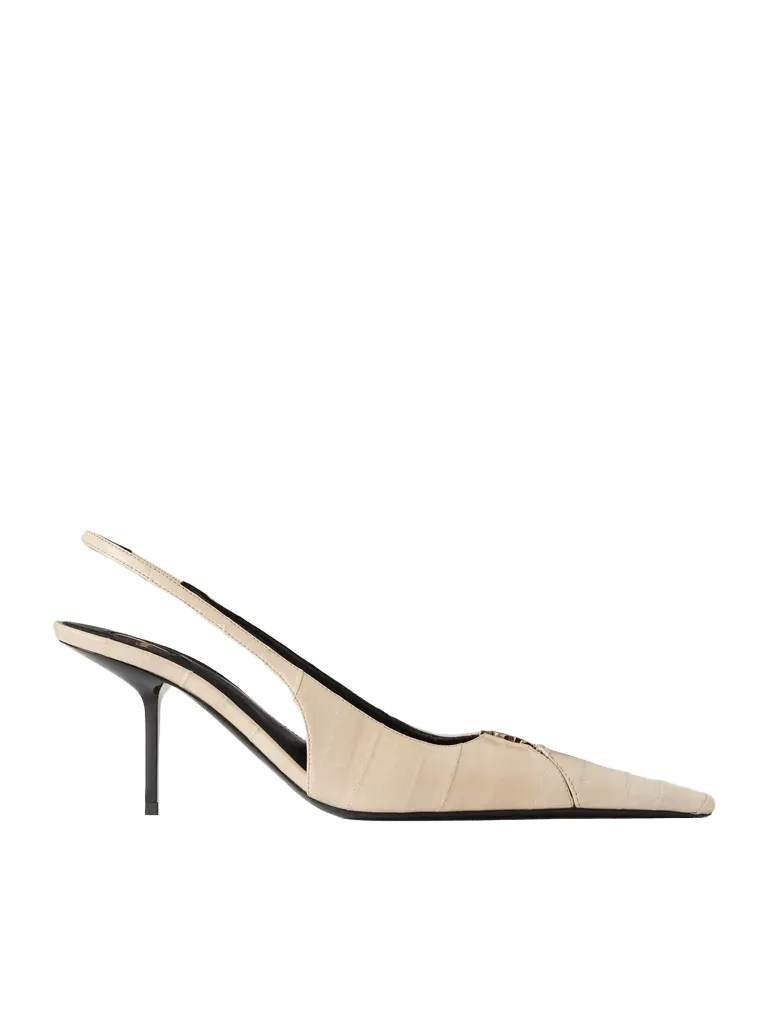 Babylone 75 logo-embellished eel slingback pumps