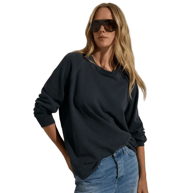 Vintage French Terry Relaxed Sweatshirt - Blue Noir Pigment