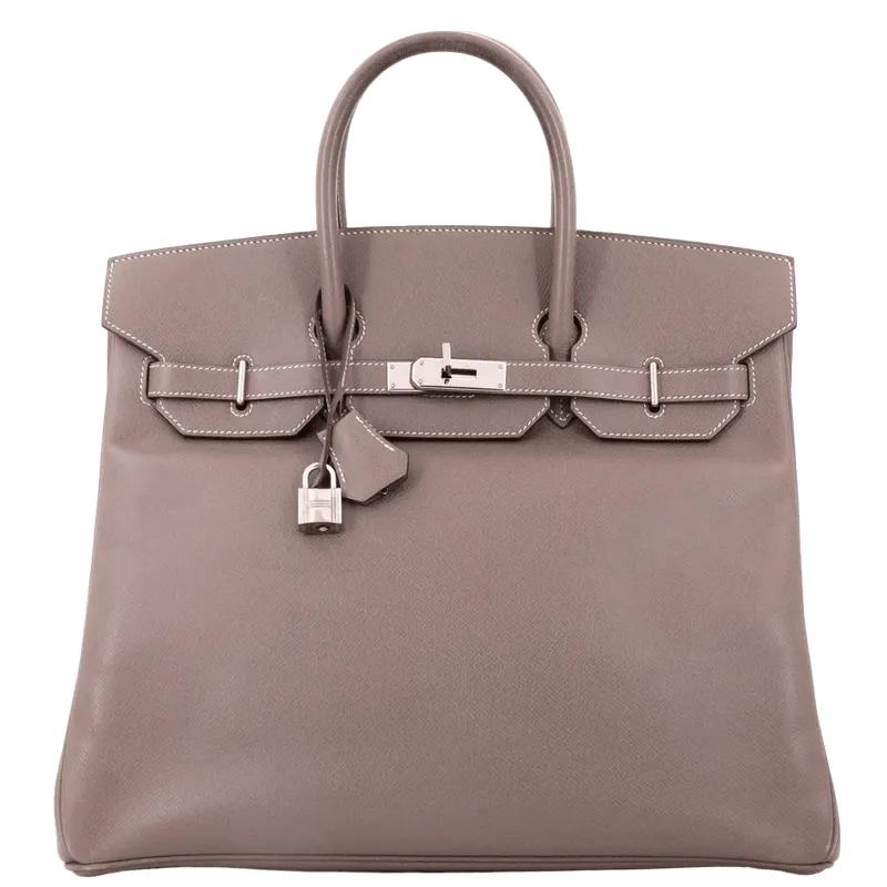 HAC Birkin Bag Grey Epsom with Palladium Hardware 36