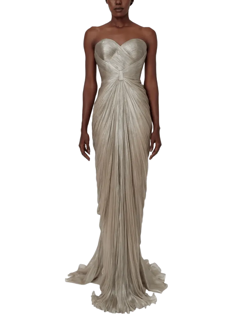 Iolanda strapless-pleated maxi dress