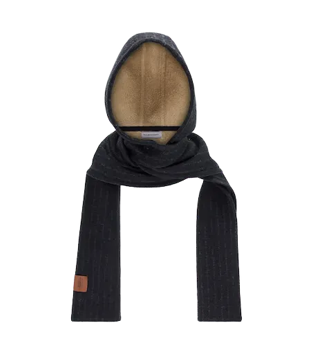 Striped wool-blend hood