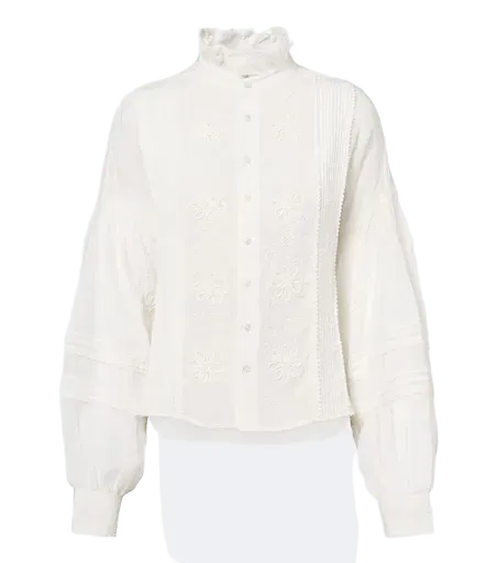 Embroidered ruffled blouse