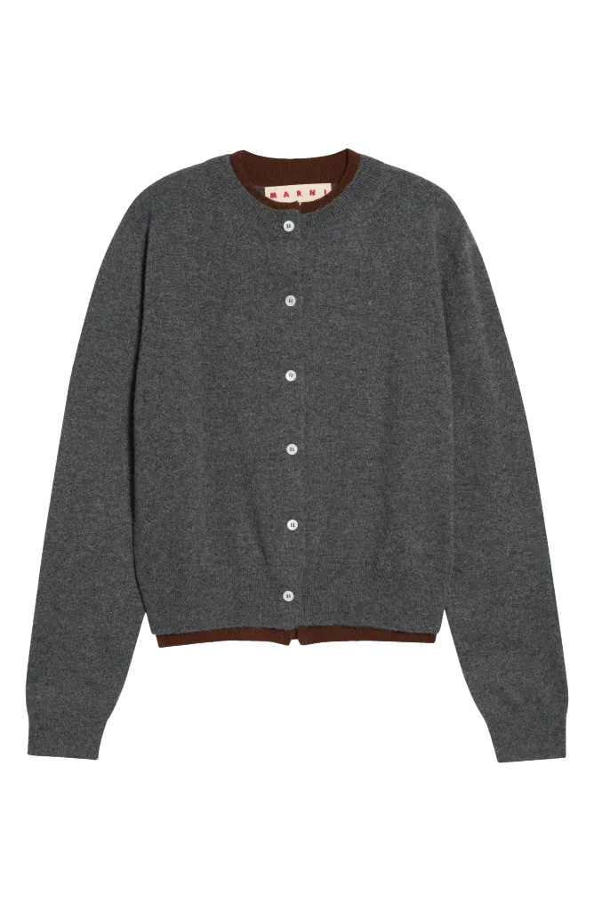 Layered Trim Cashmere Cardigan