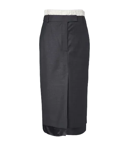 Paneled virgin wool pencil skirt