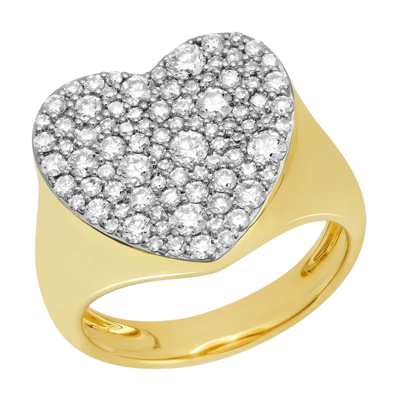 Diamond Heart Signet Ring