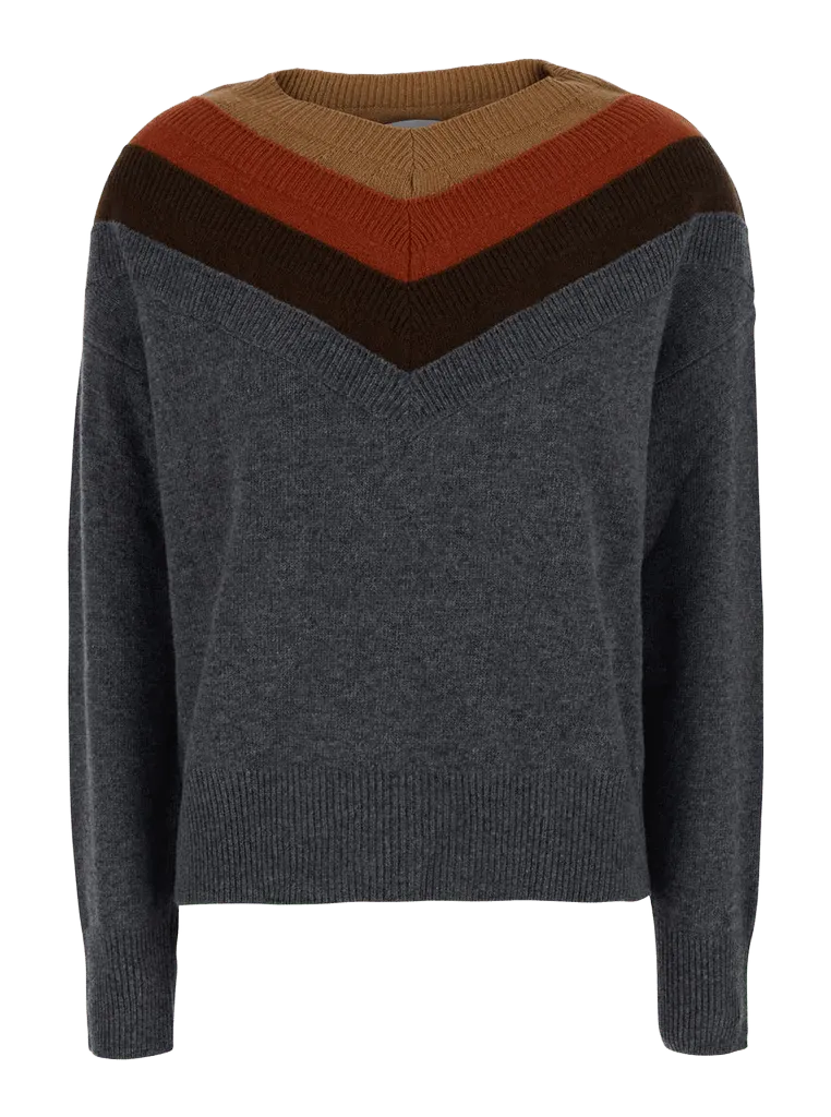 Jucca Colorblock Knit Sweater — Gray