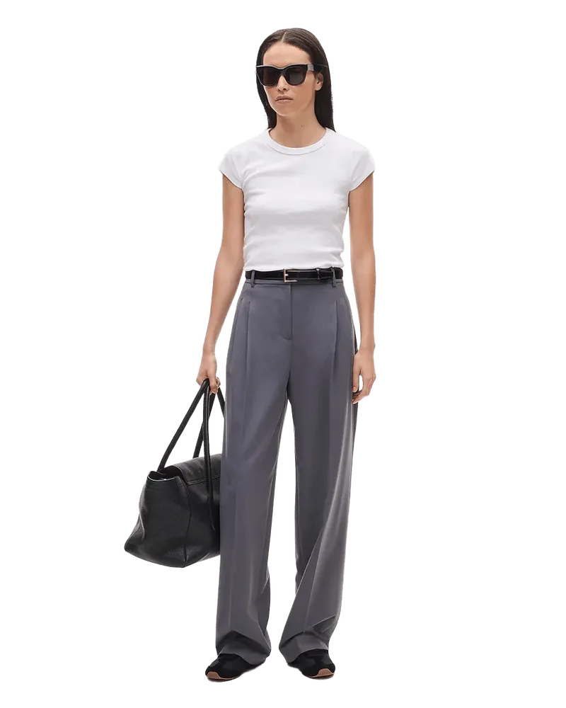 Arched trouser in lightspun wool blend