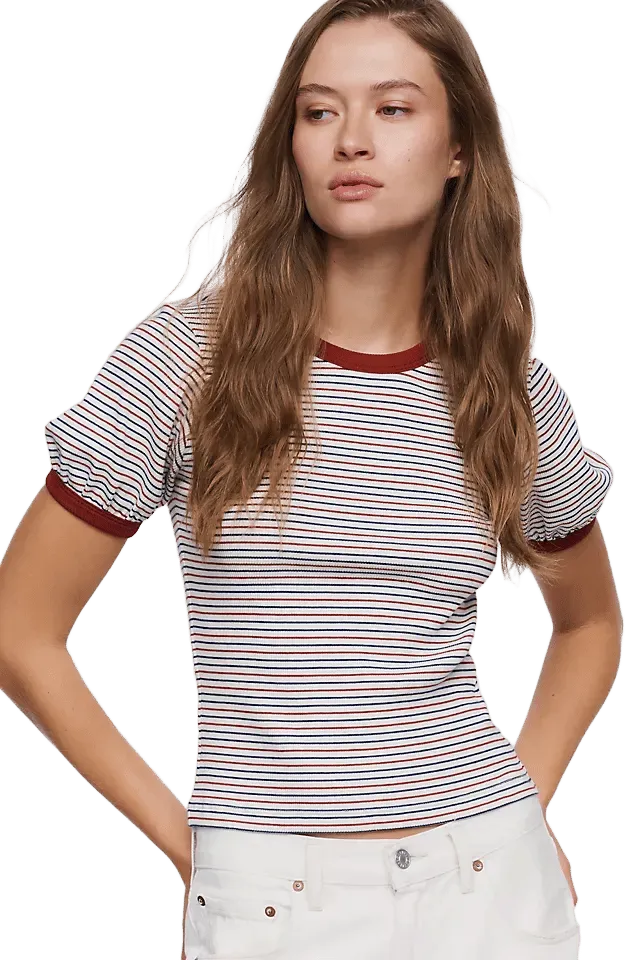 rag & bone Cotton Blend Rib Stripe Crewneck Tee