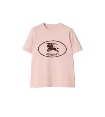 Knight Stamp Cotton T-shirt in Bouquet pink