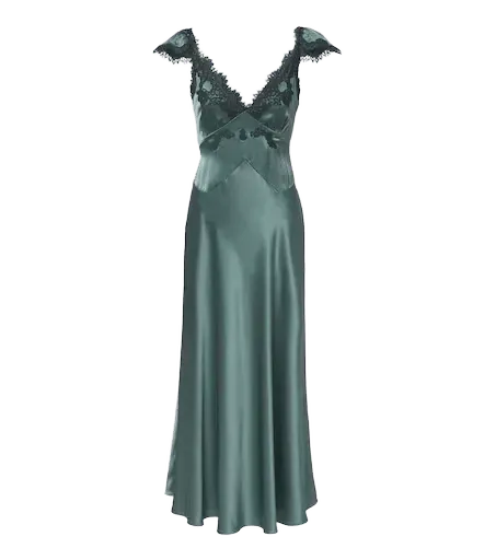 Fiona lace-trimmed silk satin slip dress