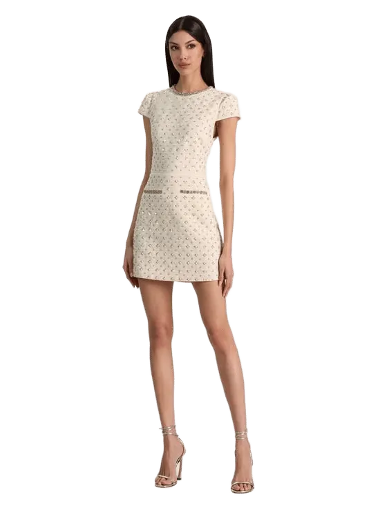 CADE EMBELLISHED CAP SLEEVE MINI DRESS