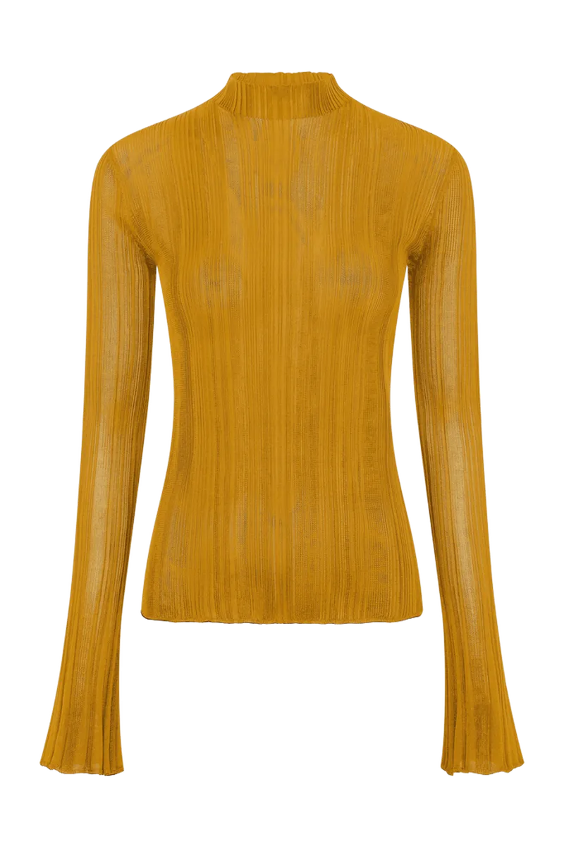 Aveda Knit Mockneck Sweater in Golden Birch Silk