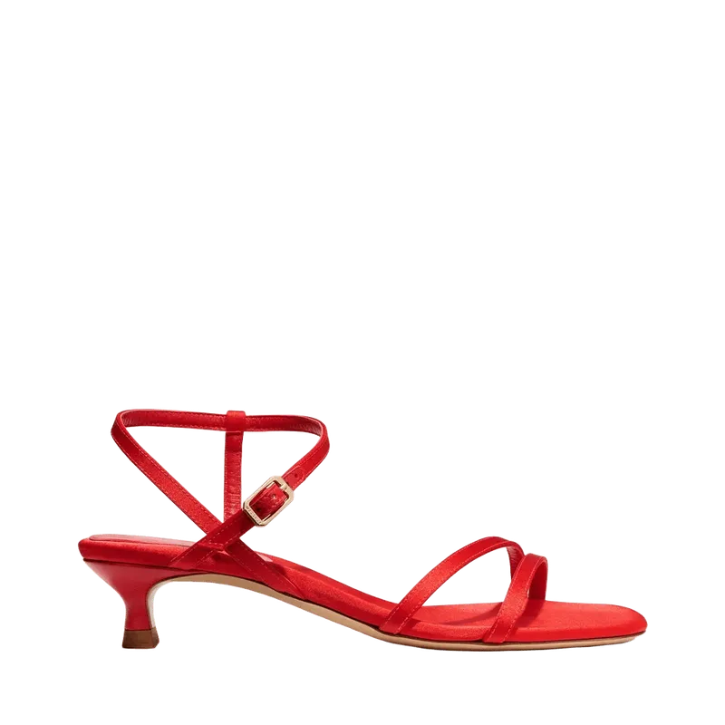 The Dylan Sandal - Poppy Satin