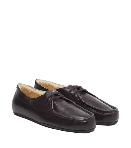 Hood leather lace-up shoes