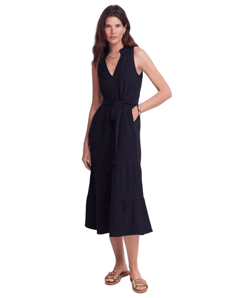 Viv Double Cloth Maxi Dress-Navy