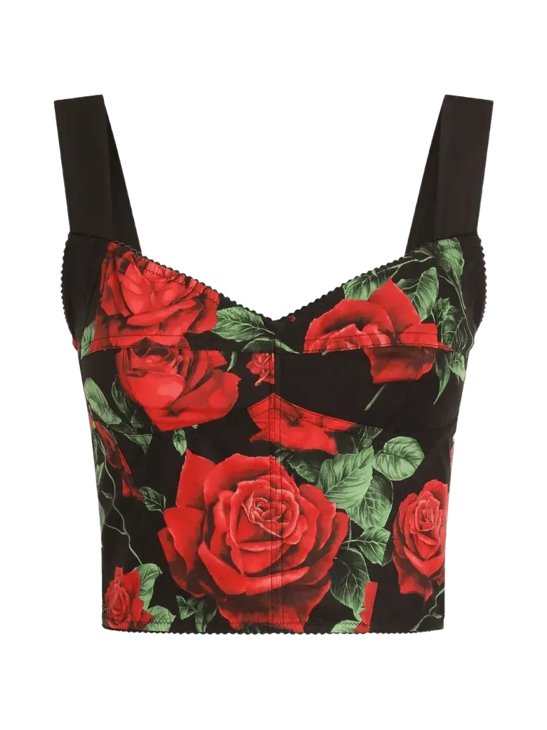 Dolce & Gabbana rose-print poplin top