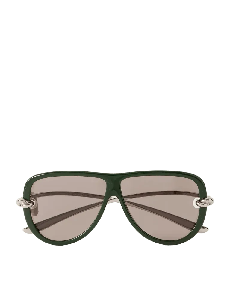 Icons Knot aviator-style injected silver-tone sunglasses
