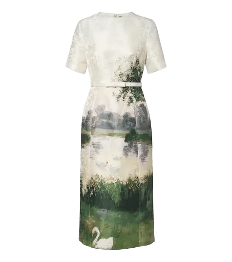 Elizabeth printed floral jacquard midi dress