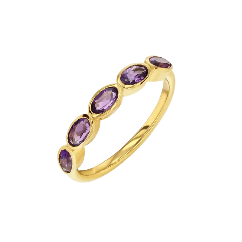 Amethyst Oval Bezel Ring