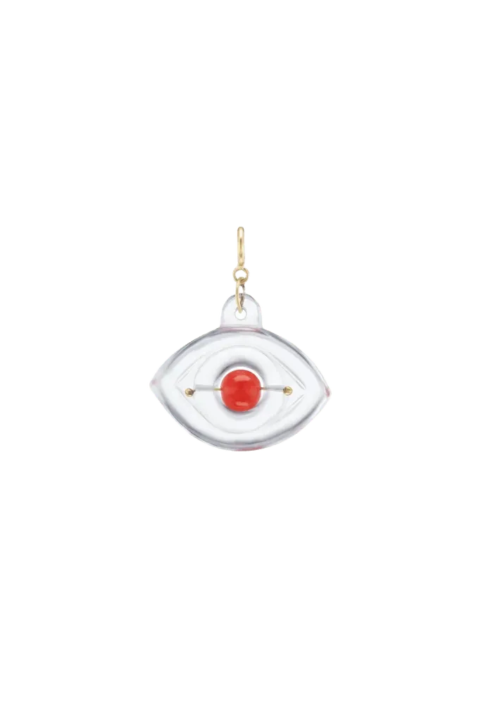 Rock Crystal and Coral Eye Charm