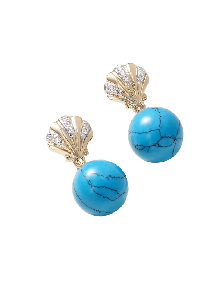 Petite Venus 14-karat gold, diamond and turquoise earrings - gold - One Size