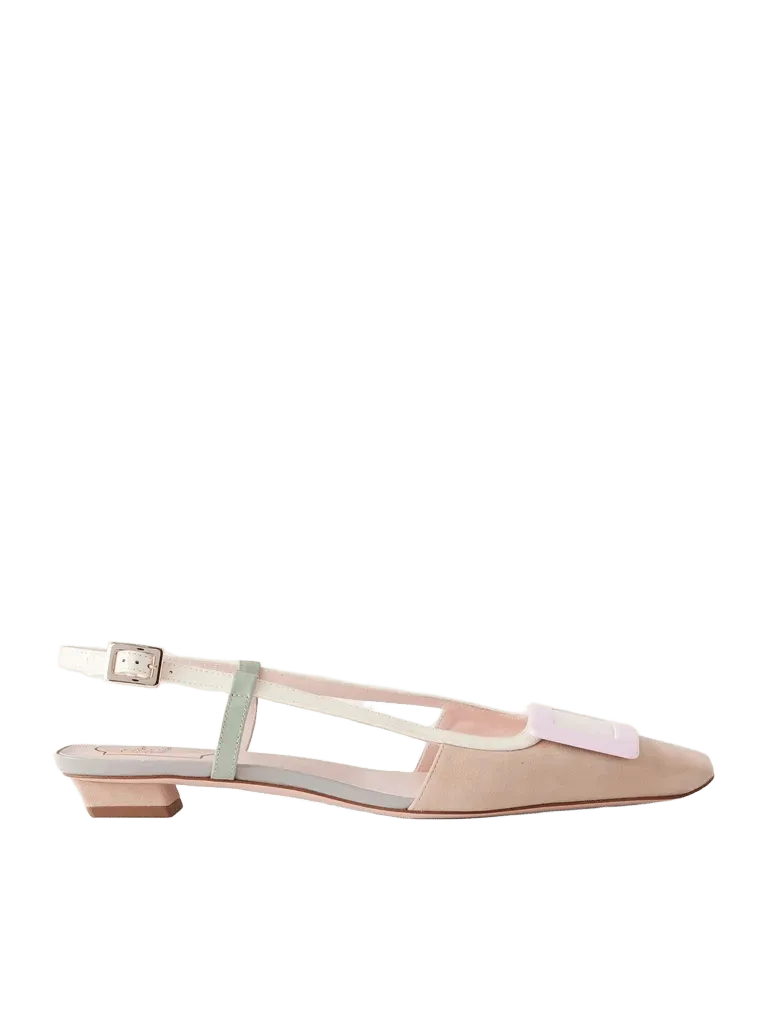 Belle Vivier 20 buckled leather-trimmed suede ballet flats