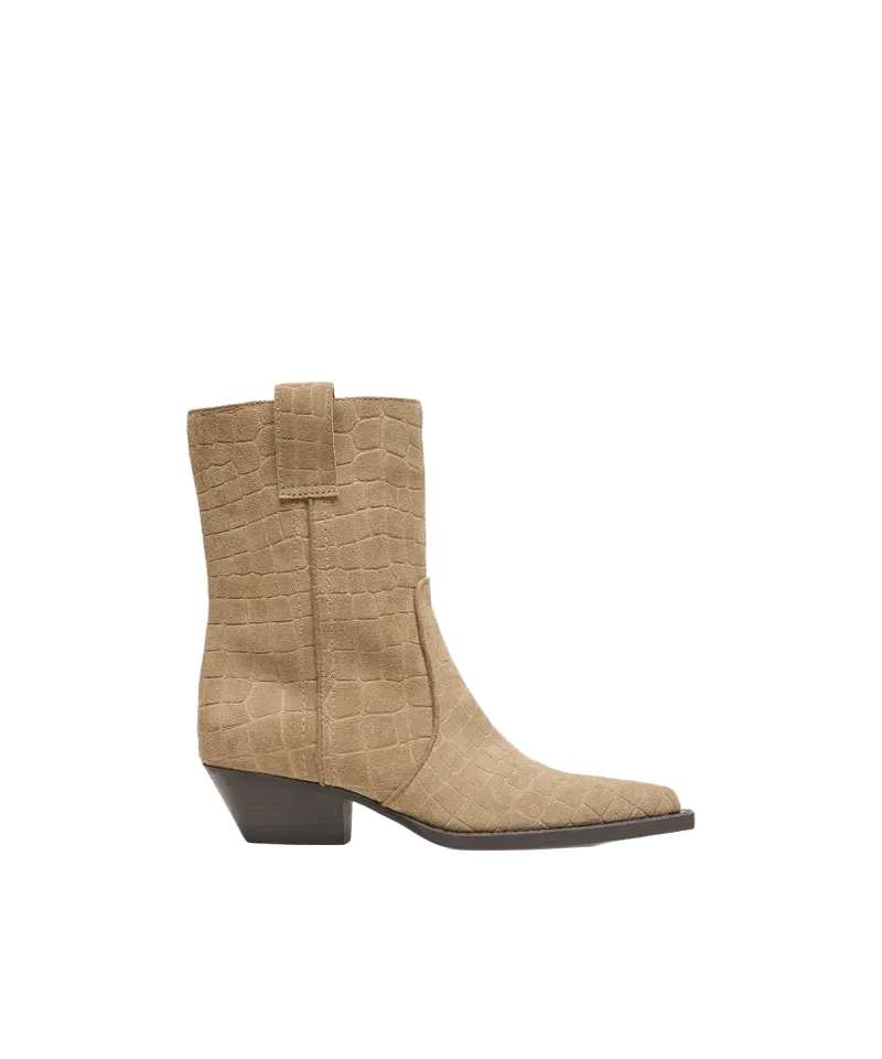 Ryen Booties Taupe Embossed Suede