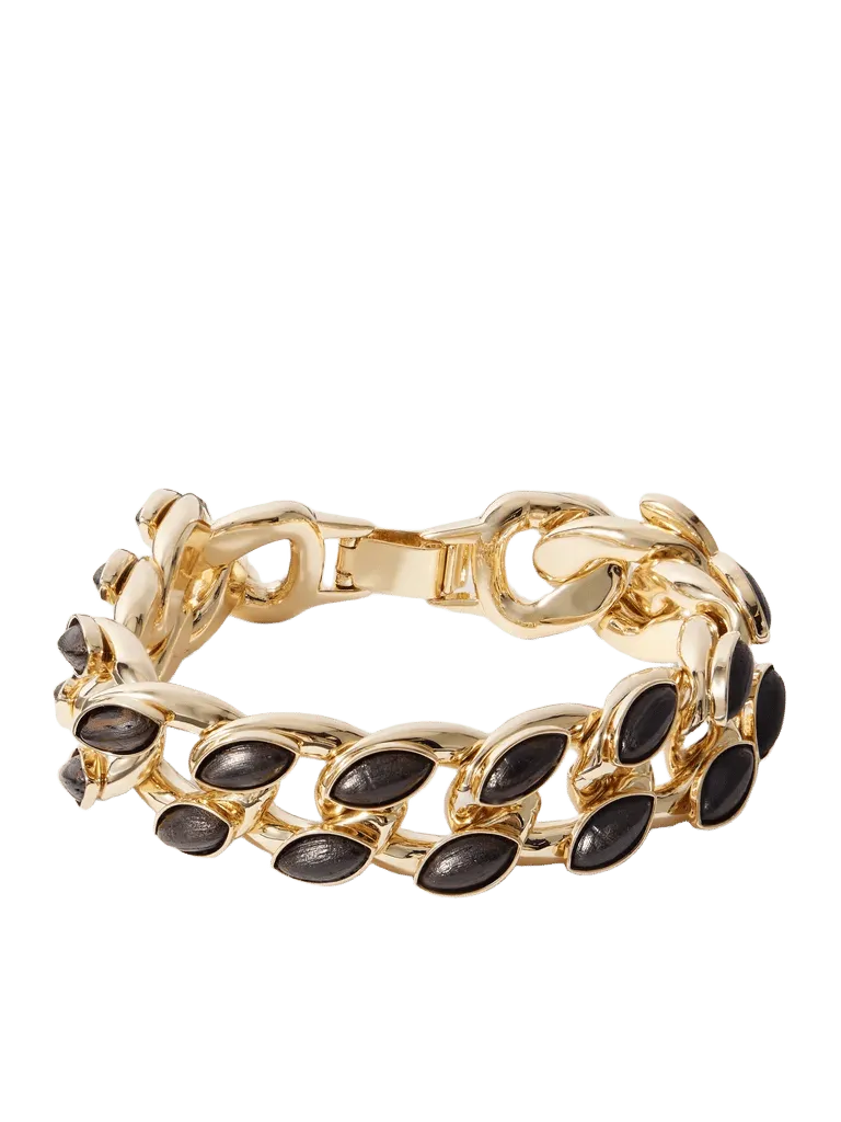 The Studded Wood Link gold-tone bracelet - gold - One Size