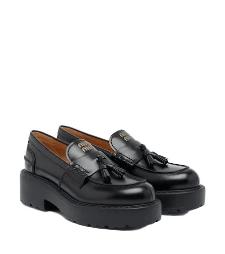 Leather platform loafers