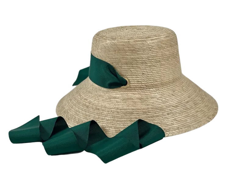 Clematis Bucket Hat (PreOrder Shipping June 1st) - Masters Green Long Grosgrain Ribbon