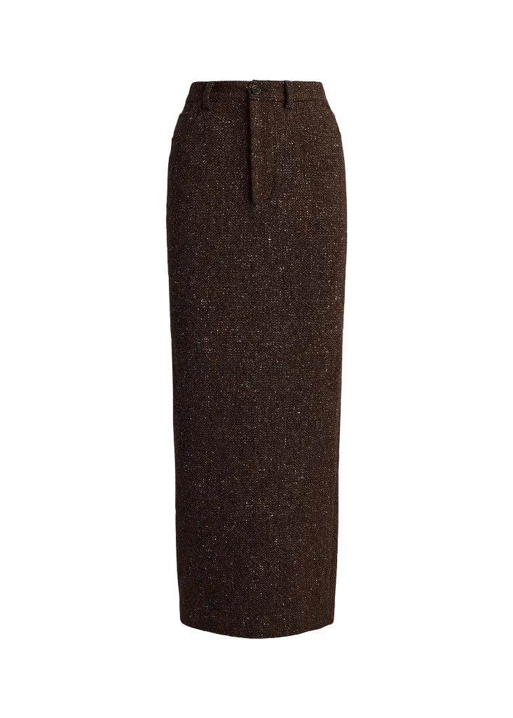 Ralph Lauren Collection Fontaine Wool-Blend Donegal Tweed Maxi Skirt
