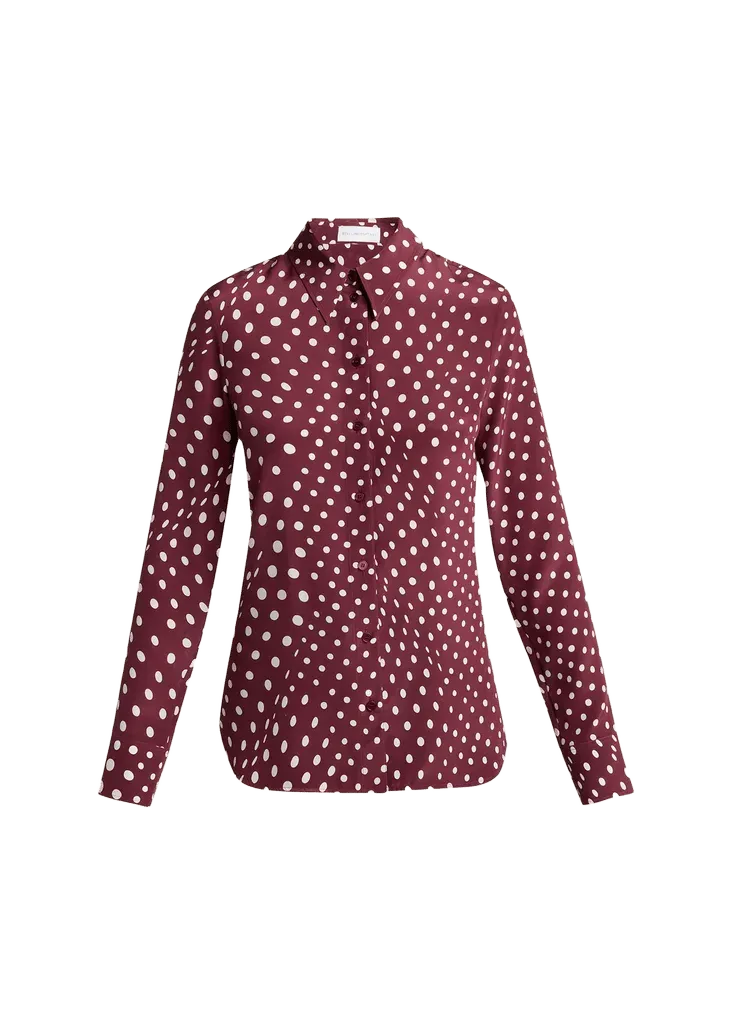 Stella McCartney Polkadot Silk Satin Button-Down Shirt
