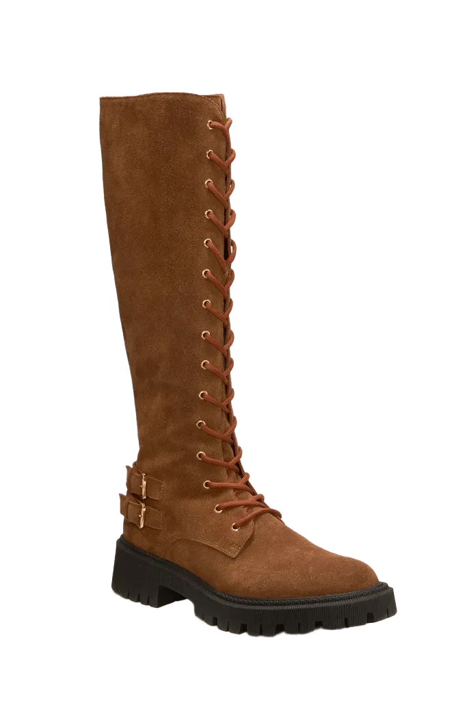 Valentina Buckled Tall Combat Boot