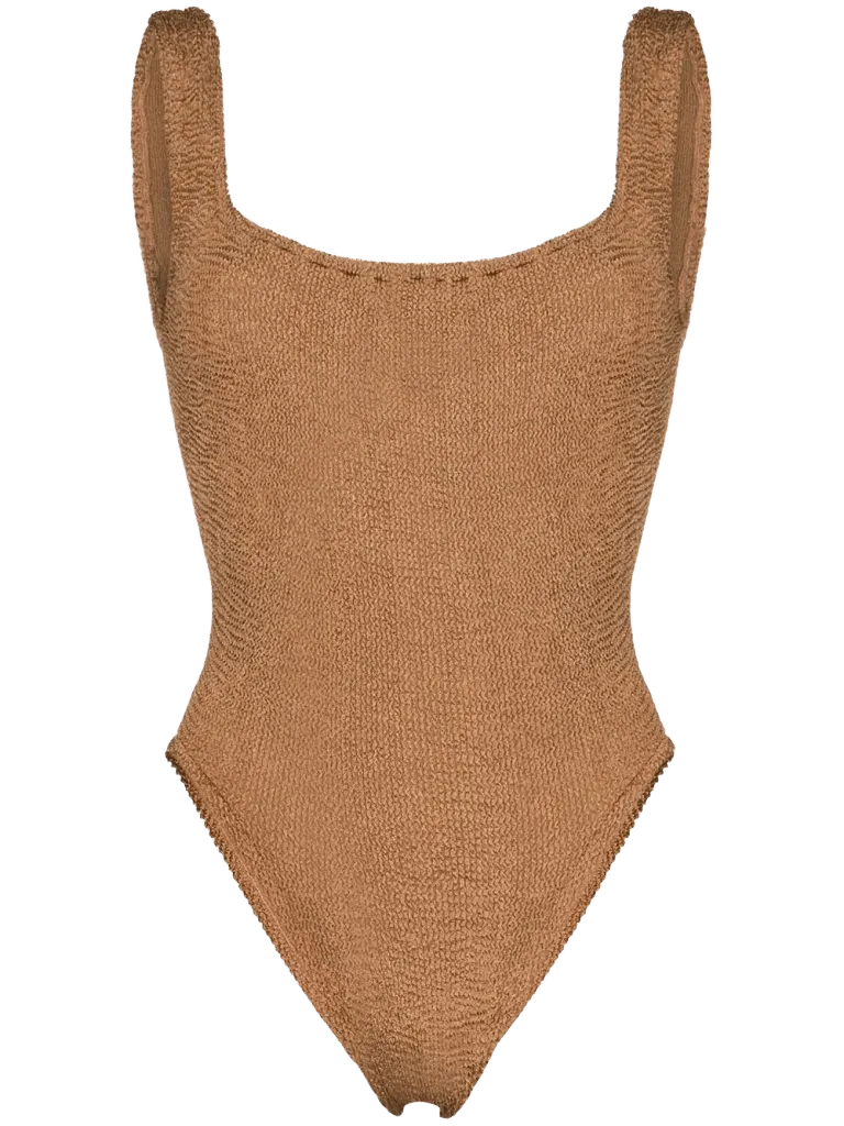 Hunza G square-neck crinkle-effect swimsuit
