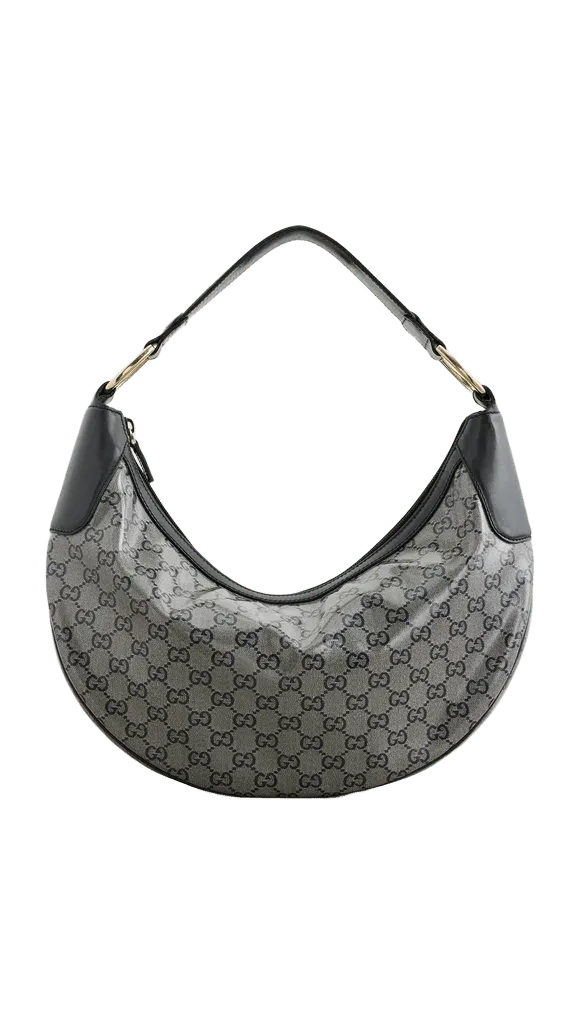 Gucci Navy Crystal Canvas Half Moon Hobo Bag